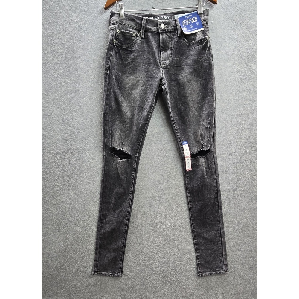Arizona Jean Co. Men Jeans‎ 29 Black Denim Stacked Skinny Grunge 33" Inseam NWT